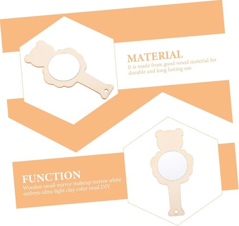 10pcs Wooden Boys and Girls Mirror DIY Accessories Arts and Crafts Unfinished Mirrors in Saudi Arabia