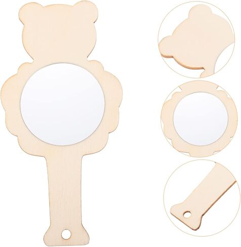 10pcs Wooden Boys and Girls Mirror DIY Accessories Arts and Crafts Unfinished Mirrors in Saudi Arabia