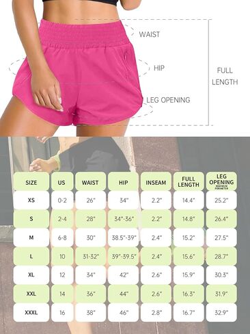 Womens Athletic Shorts High Waisted Elastic Sporty Liner Short Pants Zipper Pockets Female Running Gym Track Workout in Saudi Arabia