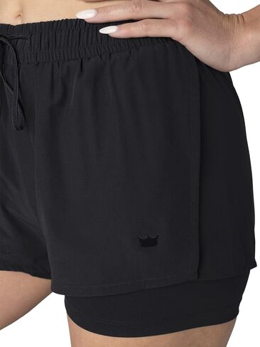 SHEFIT شورت الجري 2 في 1 للنساء، شورت متوسط ​​إلى عالي الخصر مع طبقة خارجية فضفاضة in Kuwait