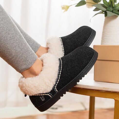 LongBay Women's Cozy Bootie Slippers Memory Foam Warm House Shoes with Fluffy Collar Non-Slip Indoor Outdoor in Saudi Arabia