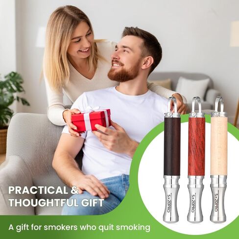 Breathing Necklace to Quit Smoking, Wood Breathing Necklace for Anxiety, Stress Relief, Stop Smoking, Includes Replaceable Unscented Cotton Filters in Saudi Arabia