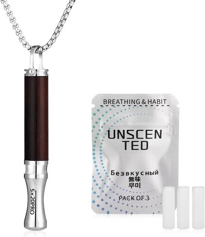 Breathing Necklace to Quit Smoking, Wood Breathing Necklace for Anxiety, Stress Relief, Stop Smoking, Includes Replaceable Unscented Cotton Filters in Saudi Arabia