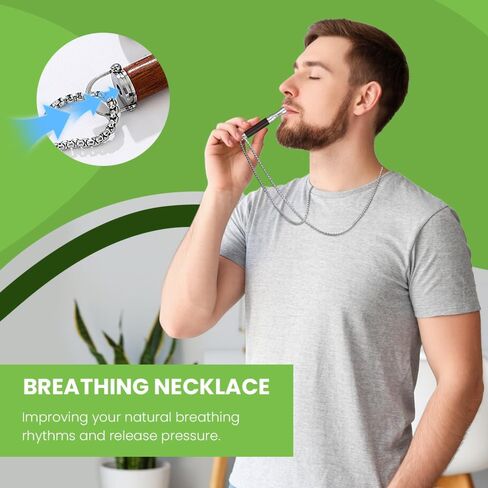 Breathing Necklace to Quit Smoking, Wood Breathing Necklace for Anxiety, Stress Relief, Stop Smoking, Includes Replaceable Unscented Cotton Filters in Saudi Arabia