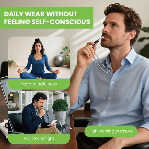 Breathing Necklace to Quit Smoking, Wood Breathing Necklace for Anxiety, Stress Relief, Stop Smoking, Includes Replaceable Unscented Cotton Filters in Saudi Arabia