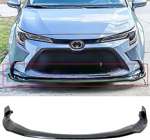 FITS 2020-2024 TOYOTA COROLLA SEDAN LE/XLE GLOSSY BLACK V STYLE FRONT BUMPER LIP SPLITTER in Saudi Arabia