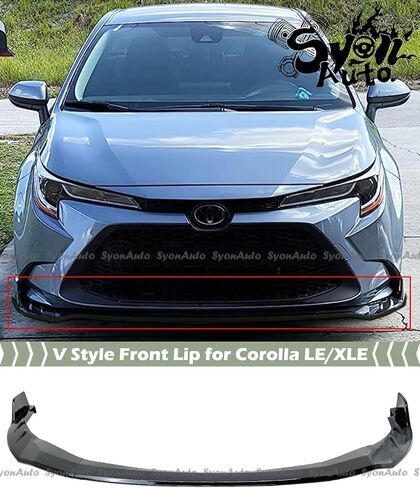 FITS 2020-2024 TOYOTA COROLLA SEDAN LE/XLE GLOSSY BLACK V STYLE FRONT BUMPER LIP SPLITTER in Saudi Arabia