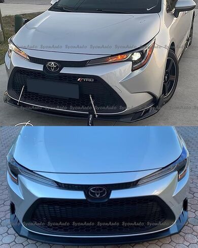 FITS 2020-2024 TOYOTA COROLLA SEDAN LE/XLE GLOSSY BLACK V STYLE FRONT BUMPER LIP SPLITTER in Saudi Arabia