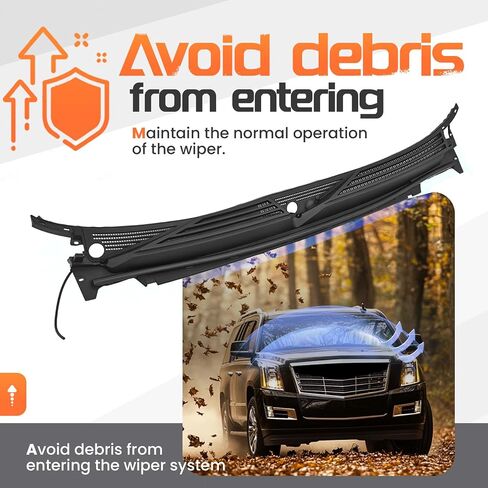 Windshield Wiper Cowl Panel Grille Compatible with 2007-2014 Cadillac Escalade/Chevy Chevrolet Avalanche Suburban Tahoe/GMC Yukon Replacement for 25872303 Front Center Air Inlet Window Cover in Saudi Arabia