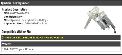 Ignition Lock Cylinder with Keys - Compatible with 1984-1987 Toyota 4Runner in Saudi Arabia