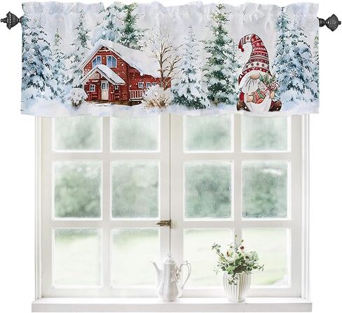 Blue Leaf Kitchen Curtain Valance for Windows , Watercolor Eucalyptus Botanical Leaves and Branches Vine Plant Small Curtains Over Sink Short Window Treatment for Bathroom Cafe Home Decor，54" X 18" in Kuwait