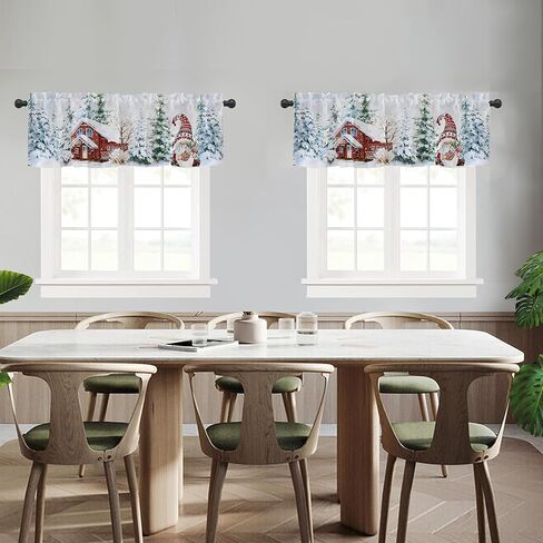 Blue Leaf Kitchen Curtain Valance for Windows , Watercolor Eucalyptus Botanical Leaves and Branches Vine Plant Small Curtains Over Sink Short Window Treatment for Bathroom Cafe Home Decor，54" X 18" in Kuwait