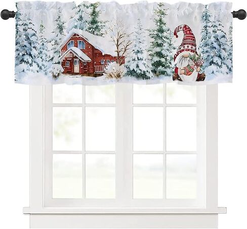 Blue Leaf Kitchen Curtain Valance for Windows , Watercolor Eucalyptus Botanical Leaves and Branches Vine Plant Small Curtains Over Sink Short Window Treatment for Bathroom Cafe Home Decor，54" X 18" in Kuwait