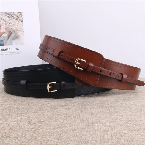 Leather belt women's leather layer cowhide wide needle buckle dual-purpose waist seal for dress in Kuwait