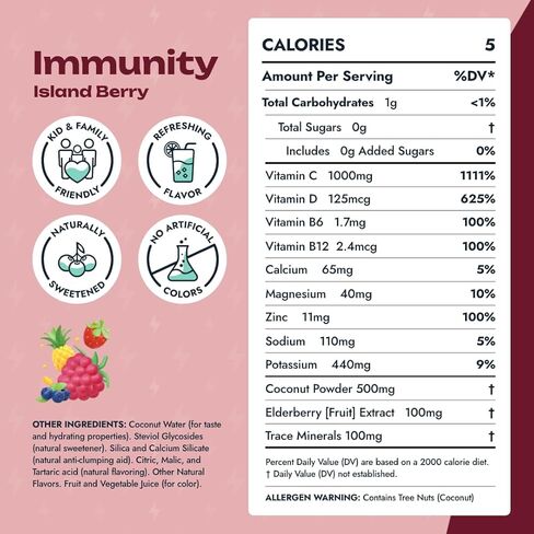 مناعة + مشروب إلكتروليت للترطيب | عبوات ترطيب لدعم المناعة من نبات البلسان والزنك | فيتامين سي 1000 مجم | مكمل دعم المناعة | الطوارئ بلسانهم فيتامين C والزنك in Kuwait