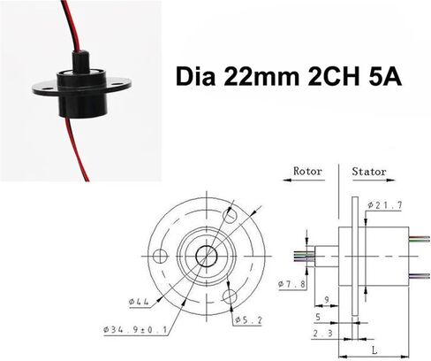 1 قطعة طاقة الرياح زلة حلقة ضياء 22 مللي متر 2CH 5A جامع كهربائي مشترك الدورية موصل Slipring لمعدات التسلية in Saudi Arabia