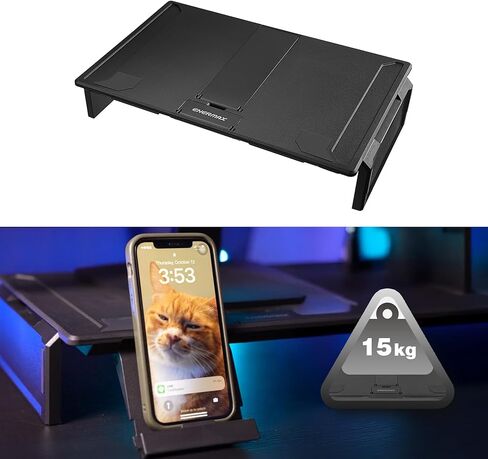 حامل كمبيوتر محمول للألعاب من إنرماكس، حامل كمبيوتر محمول 360 درجة قابل لضبط الارتفاع مع إضاءة RGB، حامل لأجهزة الكمبيوتر المحمولة من 10 إلى 17.3 بوصة، حامل كمبيوتر لوحي مع تهوية للمكتب، أسود (ELS001) in Kuwait