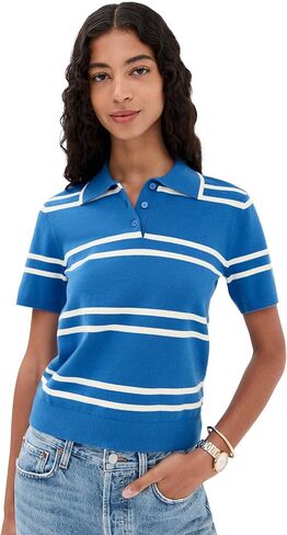 قميص بولو مخطط بأكمام قصيرة للسيدات من State & Lake in Kuwait