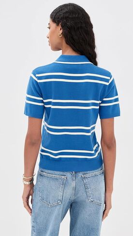 قميص بولو مخطط بأكمام قصيرة للسيدات من State & Lake in Kuwait