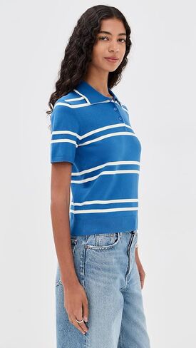 قميص بولو مخطط بأكمام قصيرة للسيدات من State & Lake in Kuwait