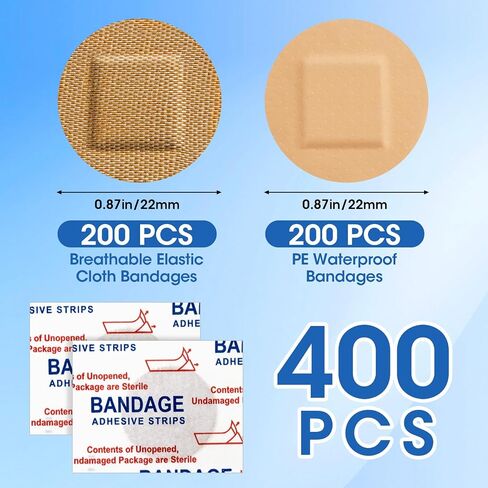CXYARY 400PCS Round Bandages, Fabric Bandage ＆ Waterproof Bandage Latex Free Used for Emergency Treatment and Skin Wound Care, Circle Bandages Suitable for Small Wounds in Kuwait
