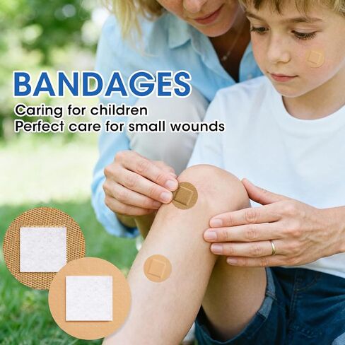 CXYARY 400PCS Round Bandages, Fabric Bandage ＆ Waterproof Bandage Latex Free Used for Emergency Treatment and Skin Wound Care, Circle Bandages Suitable for Small Wounds in Kuwait