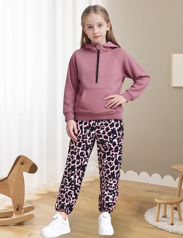 Girls Clothes Kids Sweatsuit Set Half Zip Hoodie Sweatshirt and Camo Sweatpants Girls Outfits Size 6-14 in Saudi Arabia