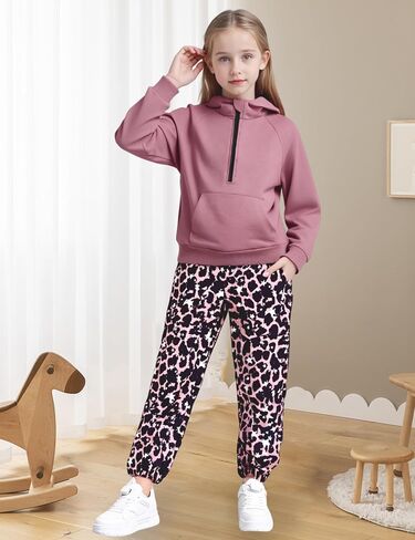 Girls Clothes Kids Sweatsuit Set Half Zip Hoodie Sweatshirt and Camo Sweatpants Girls Outfits Size 6-14 in Saudi Arabia