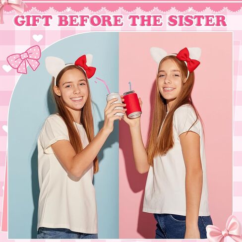 12 Pcs Kitten Cat Ears Headbands Pink Bow Kitty Birthday Decoration for Party Favor Backdrop Kitten Bow Hair Costume(Hot Pink) in Saudi Arabia