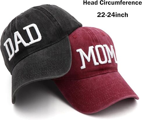 Mom and Dad Hats New Mom Gifts Embroidered Hats for Men Women Adjustable Baseball Cap New Parents Gifts for Couples in Kuwait