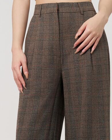 OctMoon Women's High Waisted Wide Leg Palazzo Pants – Long Striped Trousers for Tall Women – Flowy Extra Long Plaid Pants in Saudi Arabia