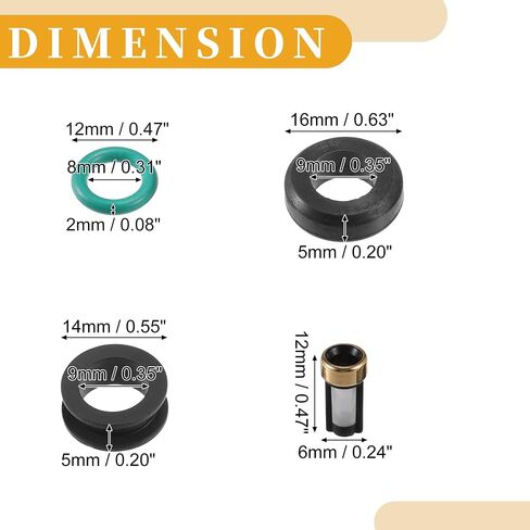 Fuel Injector Seal O Ring - Car O-Ring Rebuild Repair Kit - for Yamaha NBR Rubber Black - 8 Sets in Saudi Arabia