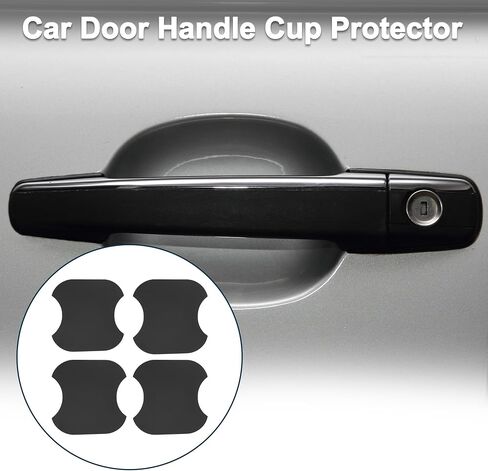 Car Magnet Car Door Handle Scratch Protector 91x93mm Anti-Scratches| Door Handle Protective Film Matte Black 4 Pcs in Saudi Arabia