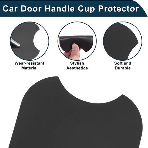 Car Magnet Car Door Handle Scratch Protector 91x93mm Anti-Scratches| Door Handle Protective Film Matte Black 4 Pcs in Saudi Arabia
