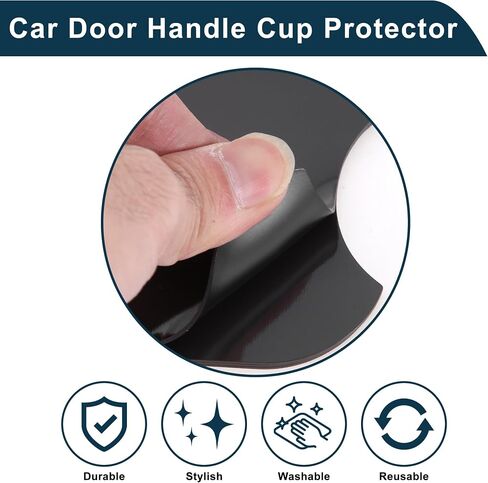 Car Magnet Car Door Handle Scratch Protector 91x93mm Anti-Scratches| Door Handle Protective Film Matte Black 4 Pcs in Saudi Arabia