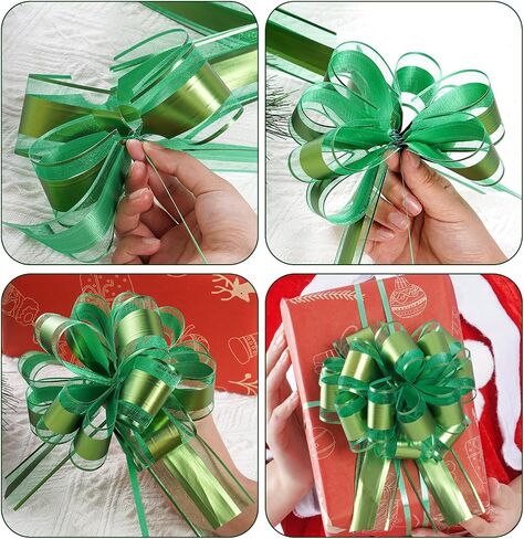 8 Pcs Gold Pull Bows for Gift Wrapping, Large Christmas Bows for Presents, Gift Bows Pull String Bows for Wedding Holiday Valentine's Day Gift Box Baskets Decoration (Gold) in Saudi Arabia