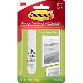 Command 3M 17206-6ES Large Picture Hanging Strips, 6 Pairs, White in Kuwait