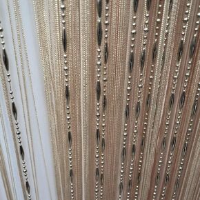 FMURY Beads Line Curtain Yarn Dyed Curtains for Home Living Room Door Hotel Cafe Interior Decoration Solid Curtain(Champagne) in Saudi Arabia