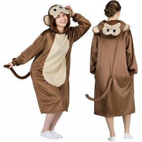 فستان بقلنسوة على شكل حيوان للنساء - زي قطيفة وفضفاض ومريح مع غطاء رأس وذيل للهالوين والحفلات in Kuwait