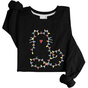 Cat Christmas Lights Sweatshirt Christmas Cat Sweatshirt For Women in Saudi Arabia
