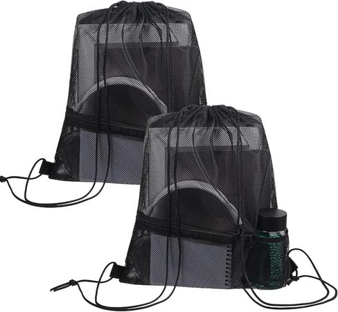 2 Packs Mesh Drawstring Backpack Bags, Black Gym Swim String Bag Backpack Multifunction Mesh Beach Bag for Men Women Adults Swimmers, Athletic Gym, Workout, Sports, Toys, Clothes in Saudi Arabia
