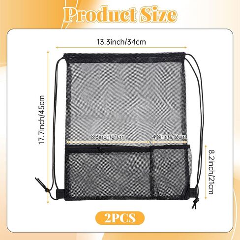 2 Packs Mesh Drawstring Backpack Bags, Black Gym Swim String Bag Backpack Multifunction Mesh Beach Bag for Men Women Adults Swimmers, Athletic Gym, Workout, Sports, Toys, Clothes in Saudi Arabia