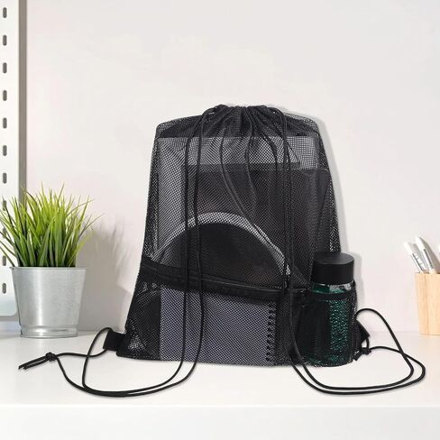 2 Packs Mesh Drawstring Backpack Bags, Black Gym Swim String Bag Backpack Multifunction Mesh Beach Bag for Men Women Adults Swimmers, Athletic Gym, Workout, Sports, Toys, Clothes in Saudi Arabia