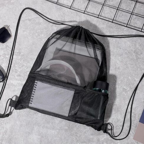 2 Packs Mesh Drawstring Backpack Bags, Black Gym Swim String Bag Backpack Multifunction Mesh Beach Bag for Men Women Adults Swimmers, Athletic Gym, Workout, Sports, Toys, Clothes in Saudi Arabia