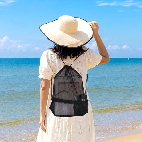 2 Packs Mesh Drawstring Backpack Bags, Black Gym Swim String Bag Backpack Multifunction Mesh Beach Bag for Men Women Adults Swimmers, Athletic Gym, Workout, Sports, Toys, Clothes in Saudi Arabia