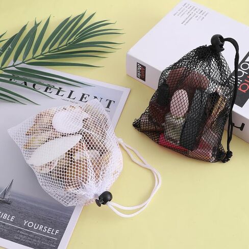 6 Pcs Mesh Bags with Drawstring, 7.87 x 5.9 Inch Small Mesh Bags Storage Bag with Cord Lock Black Mini Meshes Bag for Fruits, Candy, Cosmetics, Golf Stuff Balls in Saudi Arabia