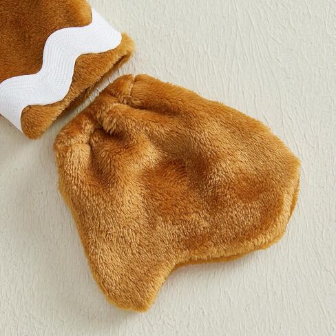 Baby Gingerbread Costume Infant Toddler Christmas Outfit Fleece Romper Ginger Bread Man Jumpsuit With Hat Gloves in Saudi Arabia