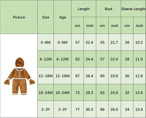 Baby Gingerbread Costume Infant Toddler Christmas Outfit Fleece Romper Ginger Bread Man Jumpsuit With Hat Gloves in Saudi Arabia