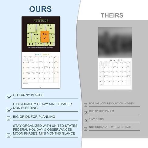 Demotivational Calendar 2025-12"x12" HD Snarky Calendar 2025, Funny Calendar 2025, Gag Gifts, Secret Santa Gifts, Sarcastic Gifts for Coworkers, Useful White Elephant Gifts for Adults in Saudi Arabia