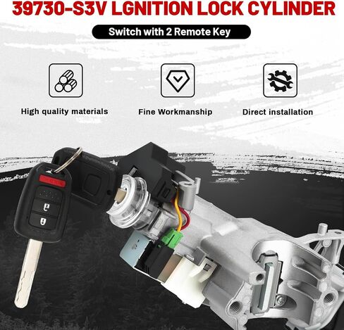 Ignition Switch Lock Cylinder with 2 Keys Without Chip Replacement for Honda Accord 2013 2014 2015 2016 2017 2.0L 2.4L 3.5L Replace 39730-T2A-A0 in Saudi Arabia
